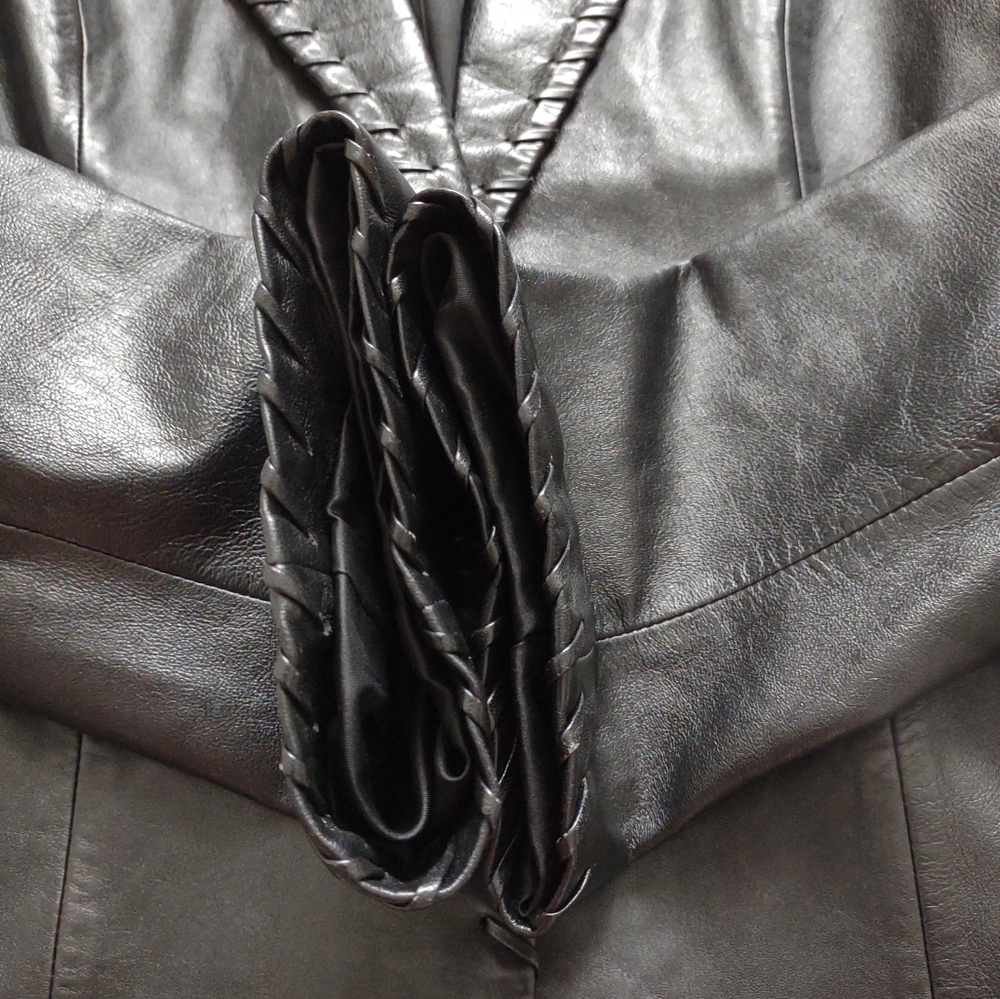 Cache Black Leather Jacket One Button Blazer - image 7